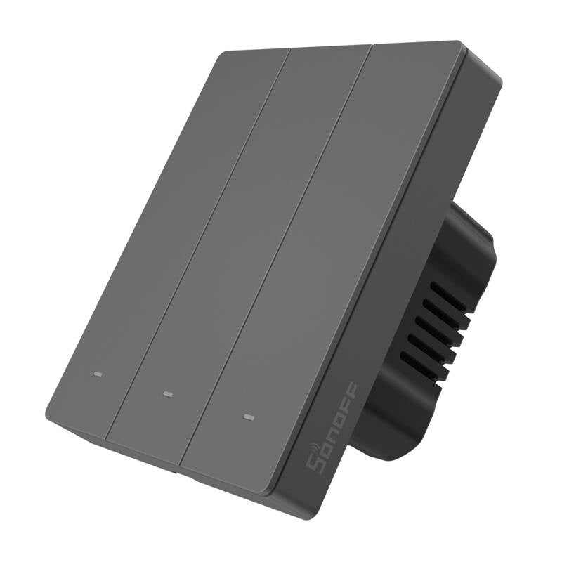 Smart WiFi wall switch SONOFF M5-3C-80 (3-channel, for frame, graphite) - Product Image 2