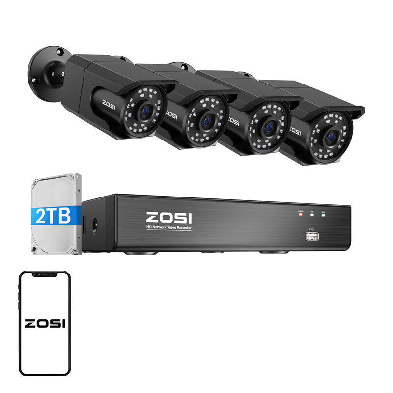 Set of four IP cameras ZOSI C105 WiFi 8MP + recorder + HDD 2TB - Product Image 1