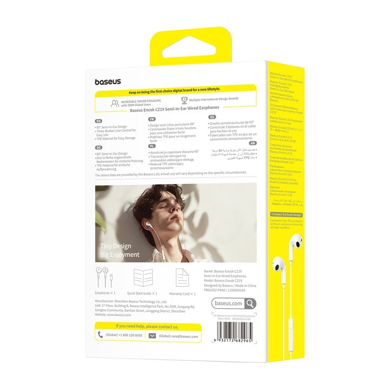 Baseus Encok CZ19 Wired In-Ear Headphones White - Product Image 7