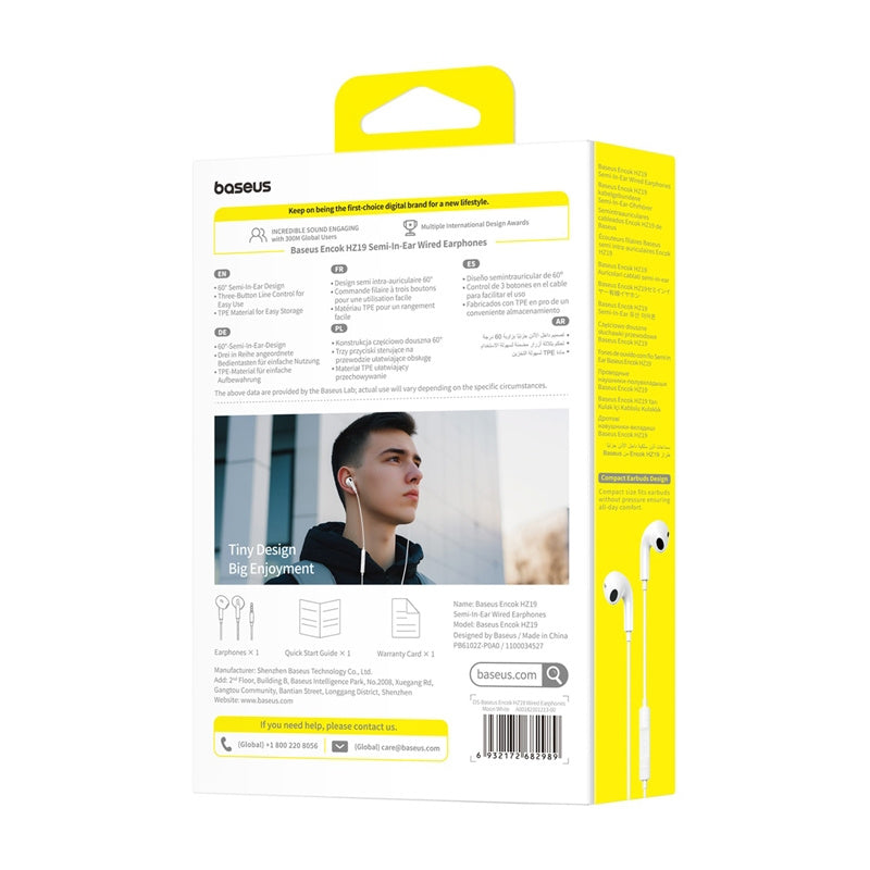 Baseus Encok HZ19 White wired in-ear headphones - Product Image 7