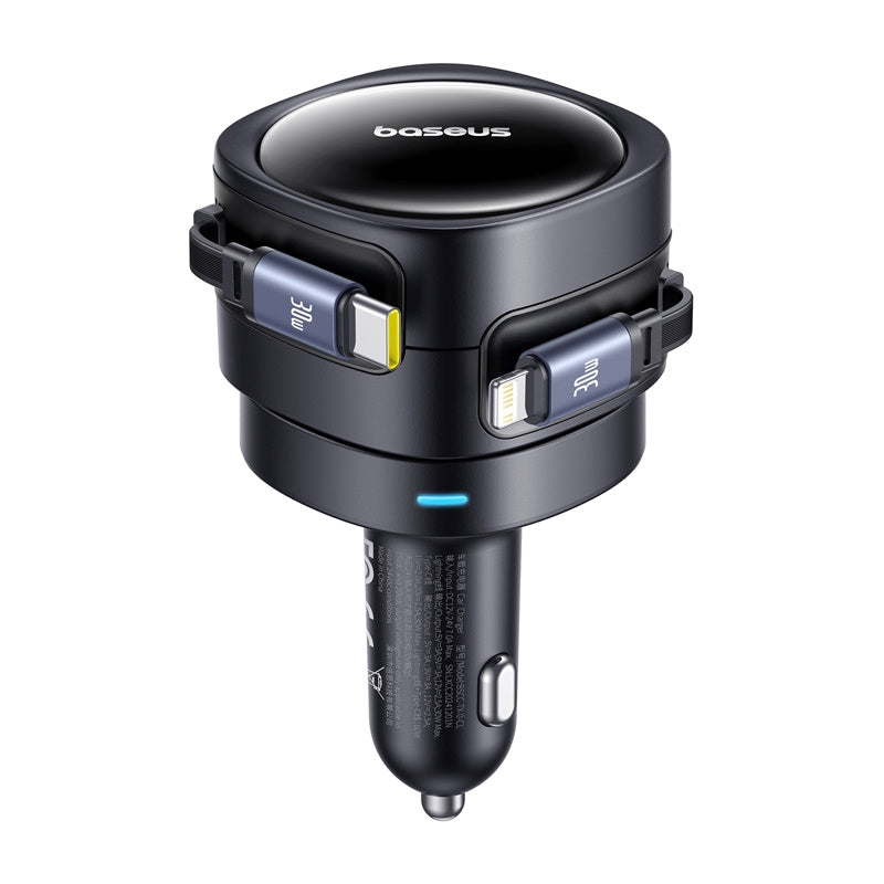 Baseus Enjoyment Max car charger with USB-C+Lightning cables 60W Black - Product Image 2