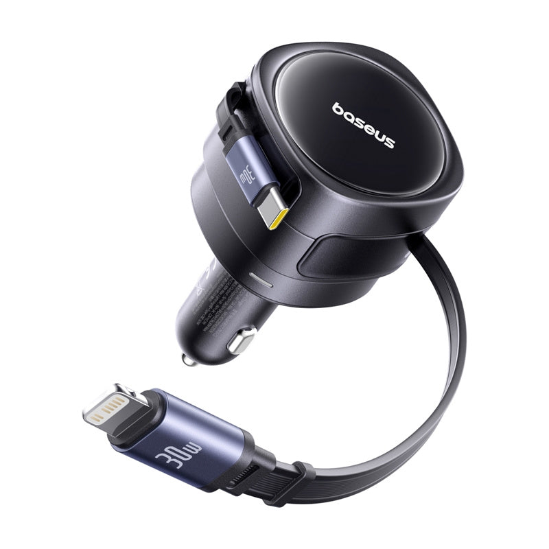 Baseus Enjoyment Max car charger with USB-C+Lightning cables 60W Black - Product Image 3