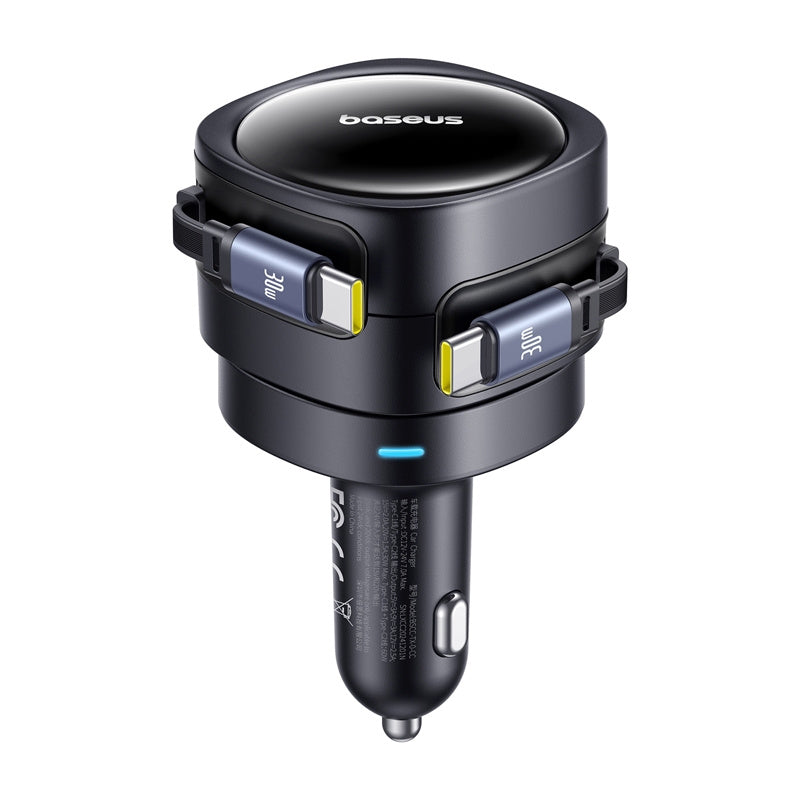 Baseus Enjoyment Max car charger with USB-C+USB-C cables 60W Black - Product Image 2
