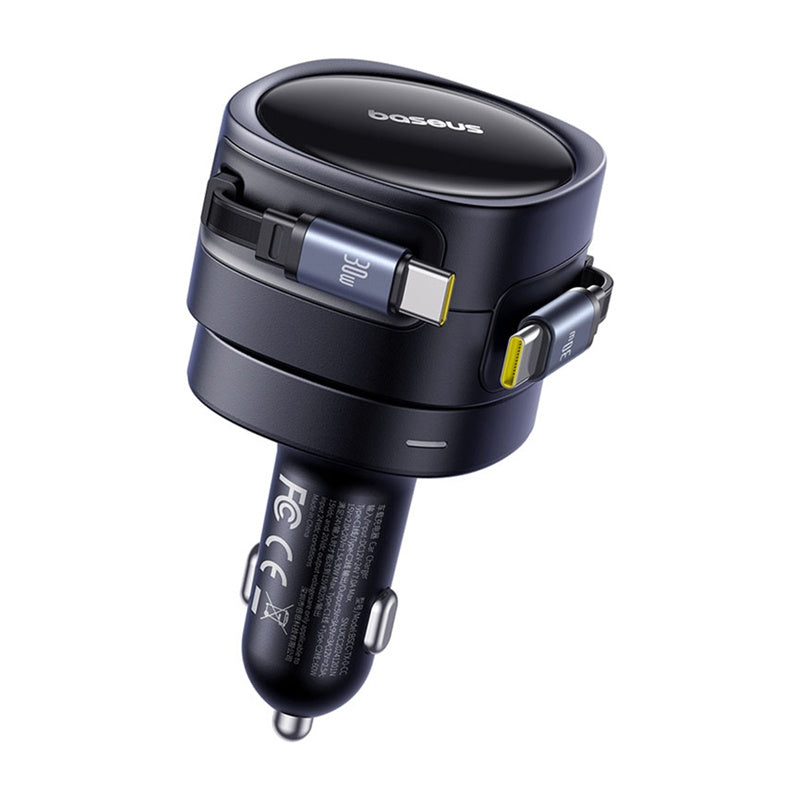 Baseus Enjoyment Max car charger with USB-C+USB-C cables 60W Black - Product Image 4