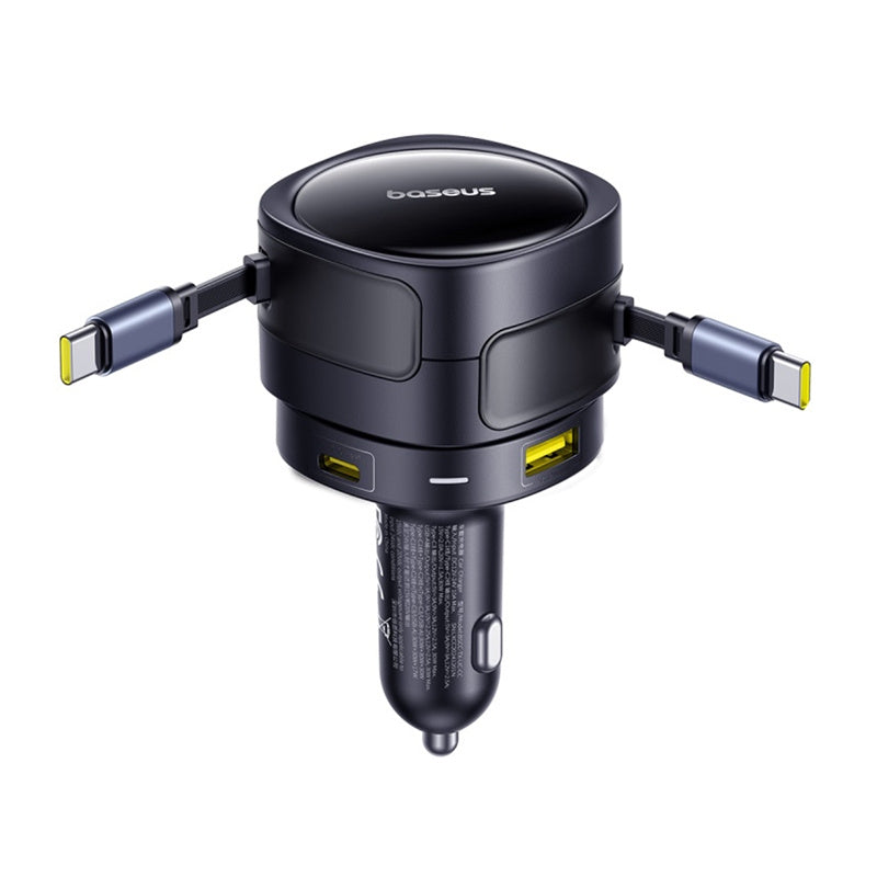 Baseus Enjoyment Max car charger with USB-C+USB-C cables and USB-A+USB-C ports 90W Black - Product Image 6