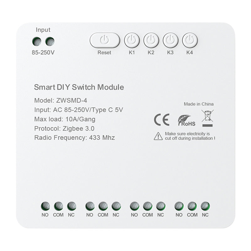 ZigBee 4-channel switch module with voltage-free DC 32V contact Avatto ZWSMMD-4-250V - Image 1