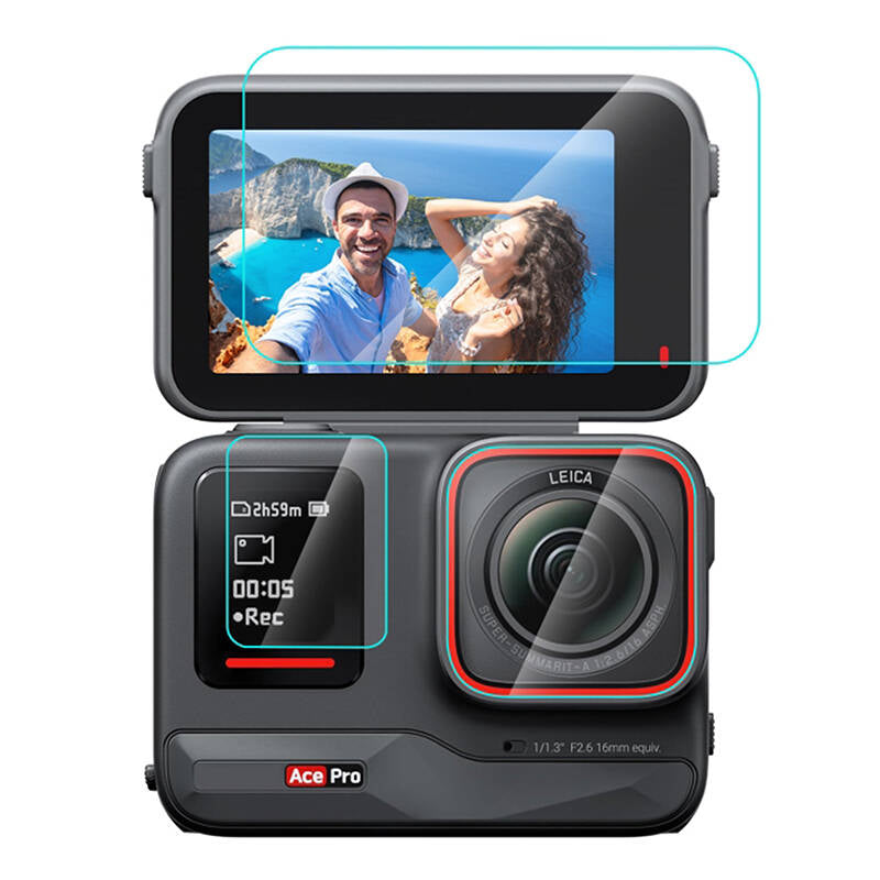 3 in 1 Tempered Glass Film PULUZ For Insta360 Ace Pro (PU951T) - Image 1