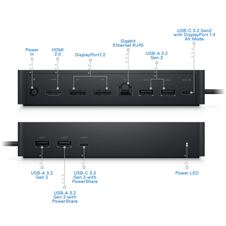 DELL Renewed Dock UD22 130W (PD96W) Used incl. PSU