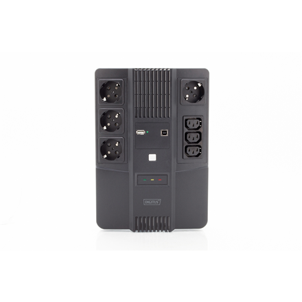 Digitus | All-in-One UPS | All-in-One UPS, 600VA/360W, LED 12V/7Ah x1, 4x CEE 7/7,3x IEC C13, USB, RJ45 | 600 VA | 360 W