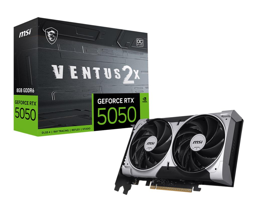 Graphics Card MSI NVIDIA GeForce RTX 5050 8 GB GDDR6 128 bit PCIE 5.0 16x Dual Slot Fansink RTX50508GVENTUS2XOC
