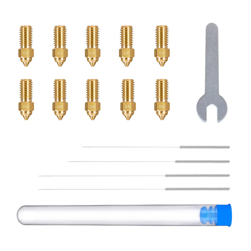 ELEGOO Neptune 4 / 4 Pro Brass Nozzle Set (0.2 mm x2, 0.4 mm x4, 0.6 mm x2, 0.8 mm x2) - Image 1