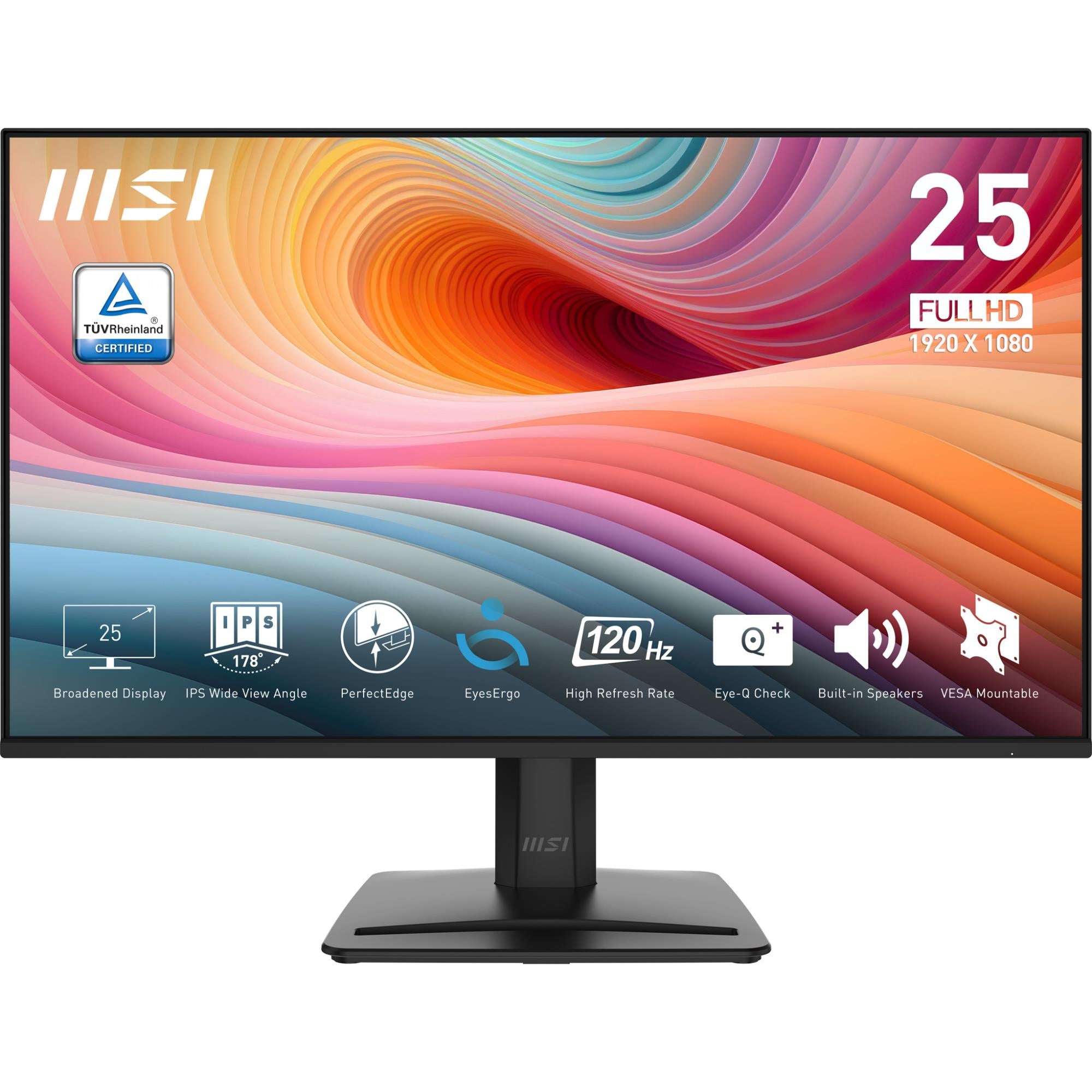 LCD Monitor MSI PRO MP251 E2 24.5" Business Panel IPS 1920x1080 16:9 120 Hz 1 ms Speakers Colour Black PROMP251E2