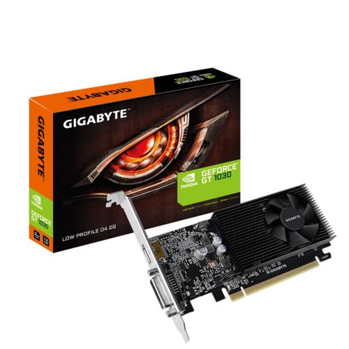 Graphics Card GIGABYTE NVIDIA GeForce GT 1030 2 GB GDDR4 64 bit PCIE 3.0 16x Memory 2100 MHz GPU 1177 MHz Single Slot Fansink 1xDVI-D 1xHDMI GV-N1030D4-2GL