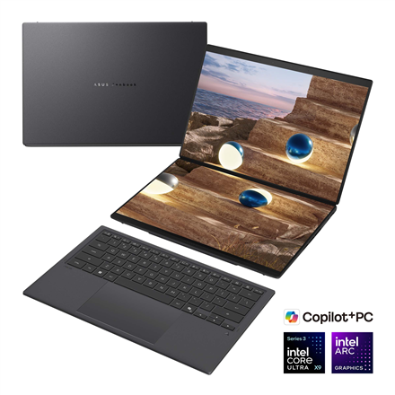 Asus Zenbook Duo UX8407AA-SN094X | Moher Gray | 14 " | OLED | Touchscreen | 2.8K | 2880 x 1800 pixels | Anti-Reflective