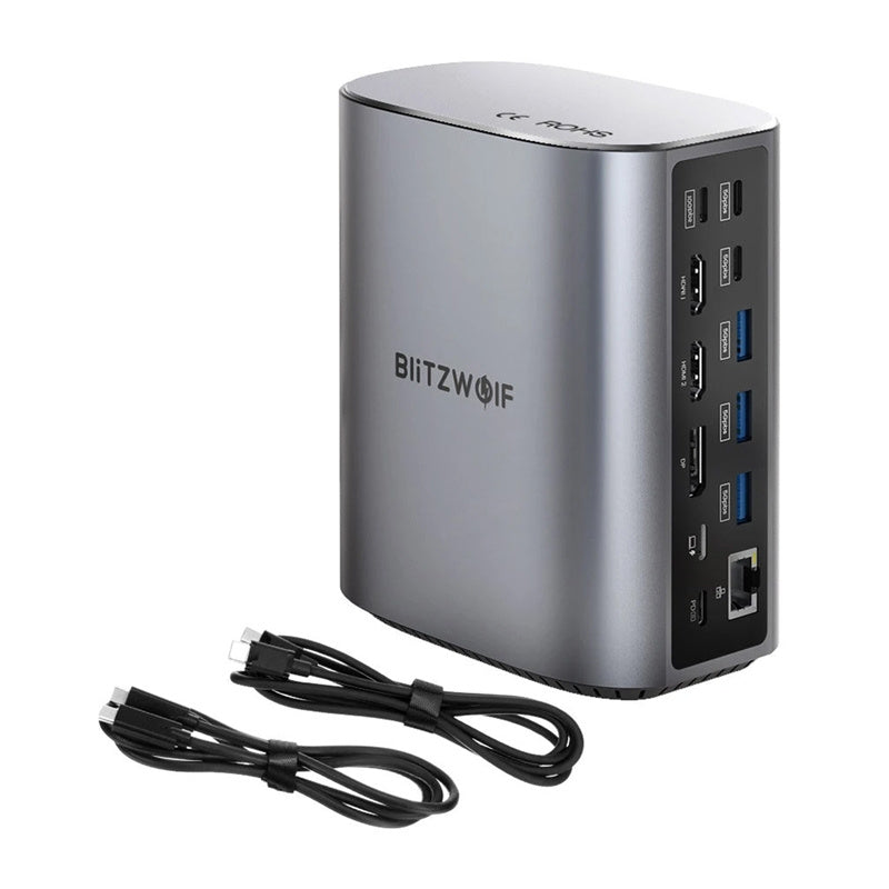 Blitzwolf BW-TH15 17in1 Docking Station 2xHD+DP+4xC+3xUSB 3.0+USB 3.1+C 3.2+C PD+RJ45+micro SD+SD+3.5mm Audio - Product Image 2