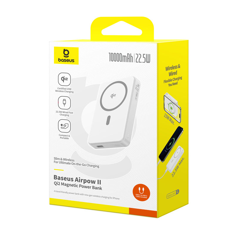 Baseus Airpow2 Qi2 magnetic powerbank 10000mAh 22.5W (white) - Product Image 7