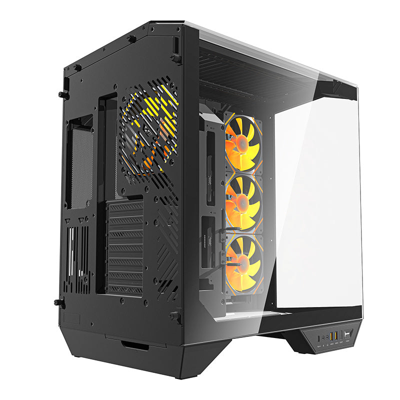 Darkflash DY470 Computergehäuse (schwarz) + 4 Lüfter + GPU-Halterung