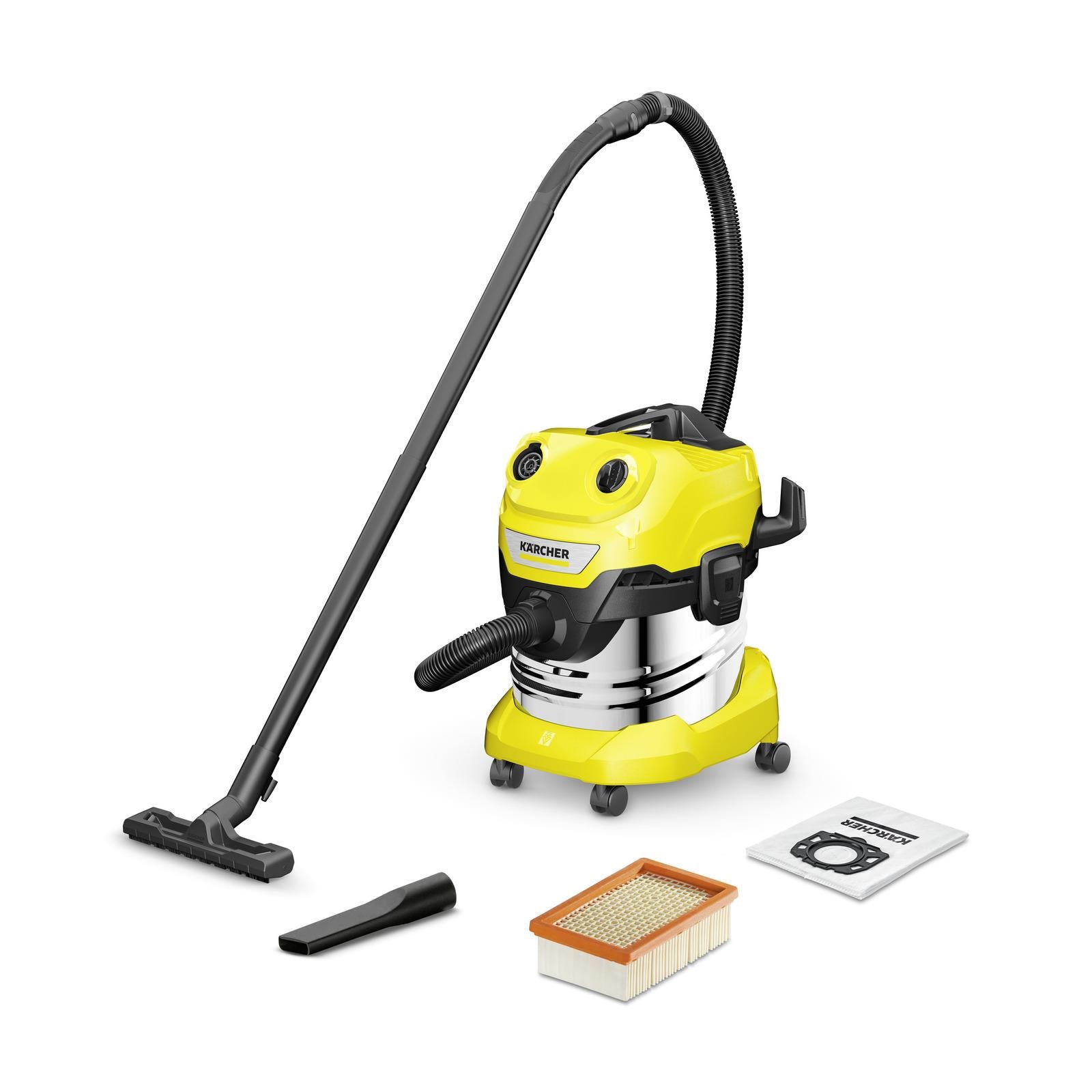 Vacuum Cleaner KARCHER Wet and dry vacuum cleaner WD 4 S V-20/5/22 1000 Watts Suction power 240w Capacity 20 l Noise 73 dB Yellow Weight 7.2 kg 1.628-260.0