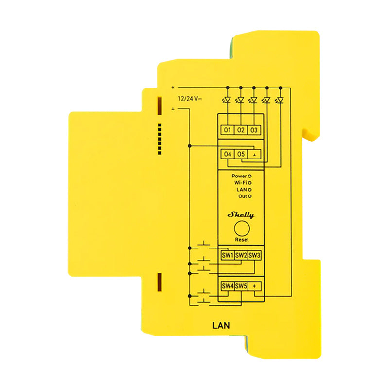 Shelly RGBWW Pro WiFi 5-Kanal-DIN-Schienen-Beleuchtungscontroller