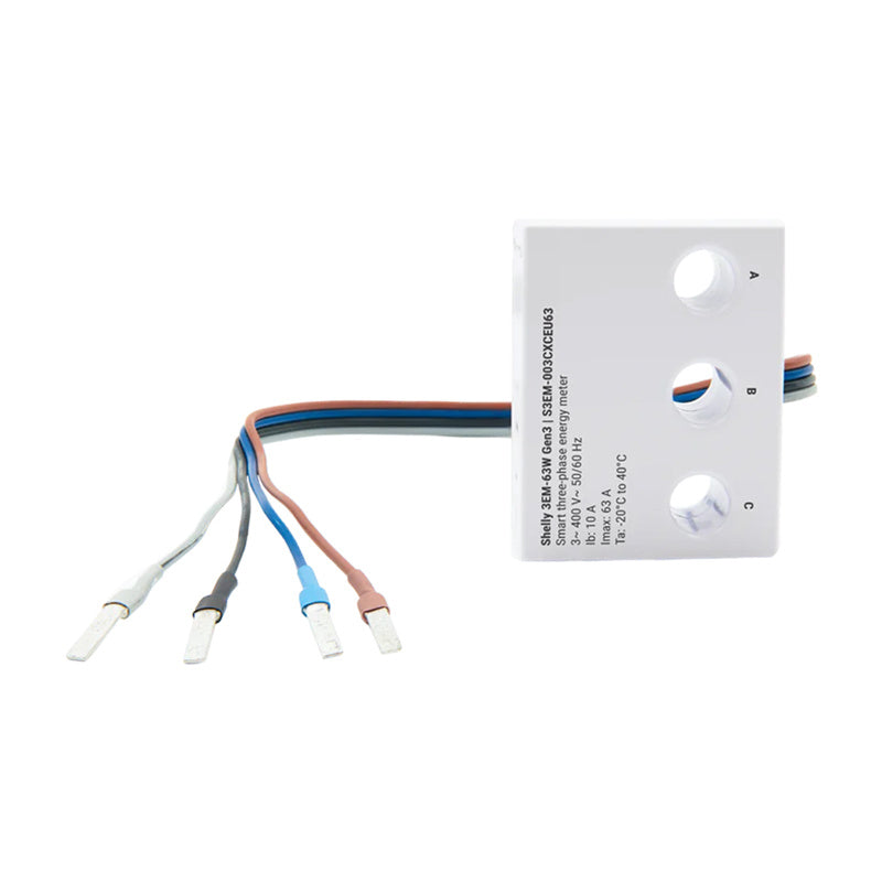 Shelly 3EM-63W Gen3 1/3-Kanal-WLAN-Energiemessgerät (kabelgebundenes Modell)