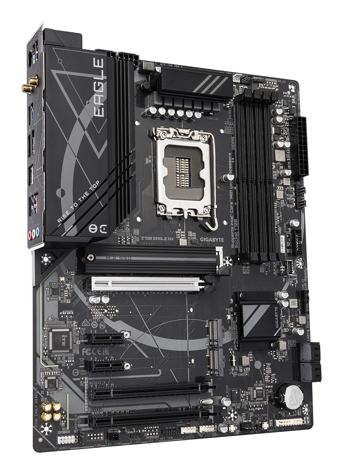 Mainboard GIGABYTE Intel Z790 Express LGA 1700 ATX RAM DDR5-SDRAM 4xSlots Wi-Fi Yes Bluetooth Yes 3xNumber of M.2 (M) slots Z790EAGLEAX1.2