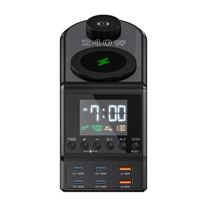 Blitzwolf BW-FW10 alarm clock with charger 2xUSB-A, 4xUSB-C, 240W - Product Image 2