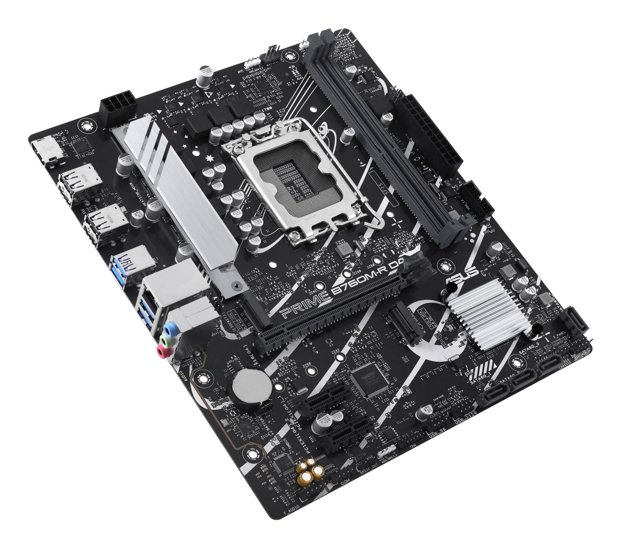 Mainboard ASUS Intel B760 Express LGA1700 Micro-ATX Memory DDR4 Memory slots 2 2xPCI-Express 4.0 1x 1xPCI-Express 4.0 16x 2xM.2 1x15pin D-sub 1xHDMI 4xUSB 2.0 4xUSB 3.2 1xOptical S/PDIF 3xAudio port PRIMEB760M-RD4