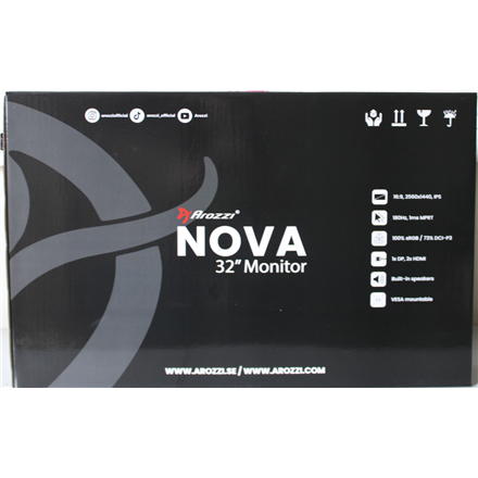 SALE OUT. Arozzi Nova 32" IPS, 180Hz, Computer Monitor - Black | Arozzi | Nova | 32 " | IPS | QHD | 16:9 | 180 Hz | 1 ms