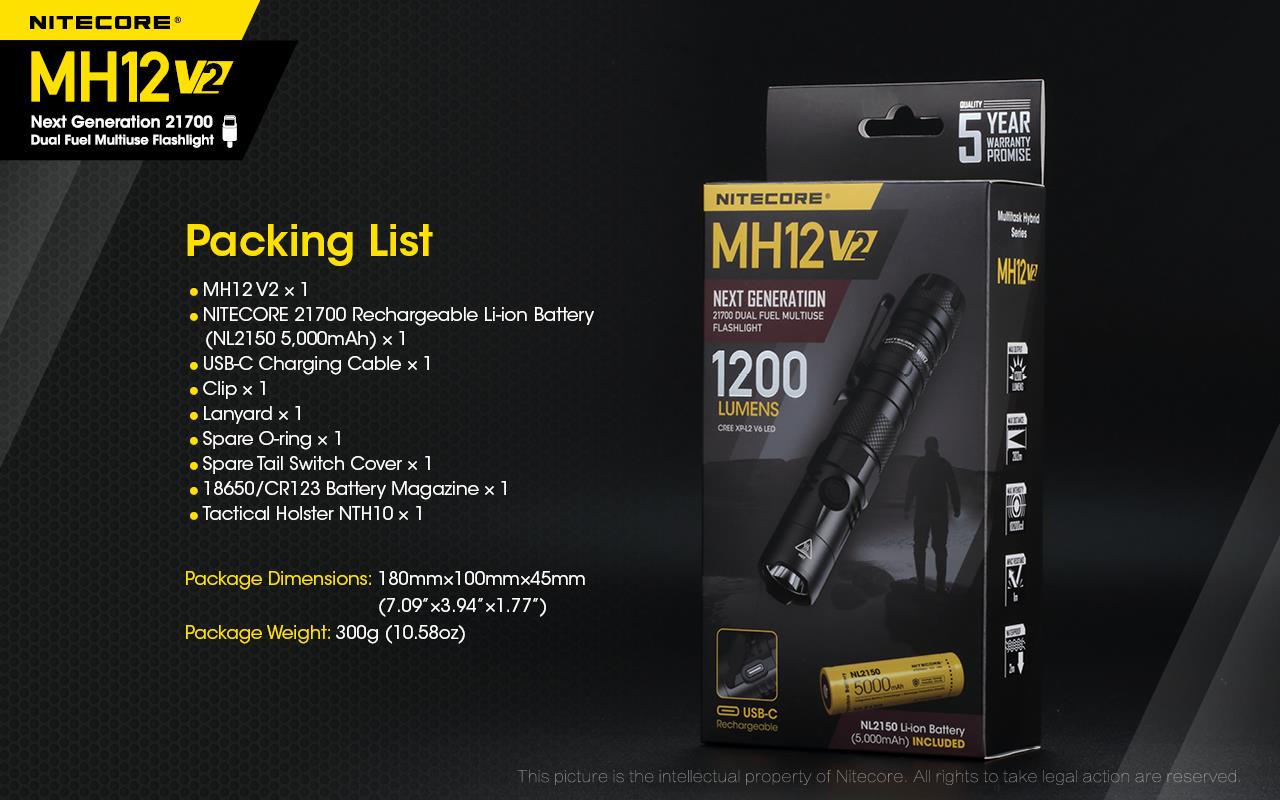 FLASHLIGHT MH SERIES/1200 LUMENS MH12 V2 NITECORE