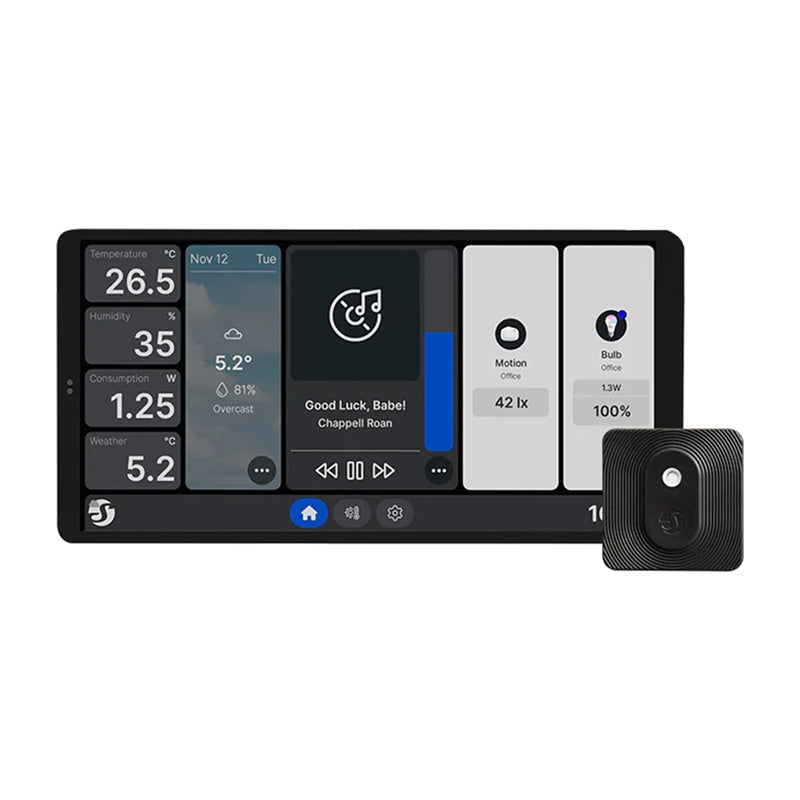 Dual Control Panel Shelly Wall Display X2 WiFi/BLU (black) + BLU H&T - Product Image 1