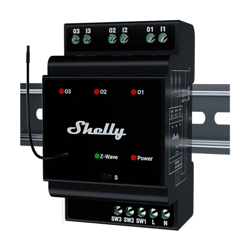 Shelly Qubino Wave Pro 3 Z-Wave 3 channel DIN rail relay - Product Image 2