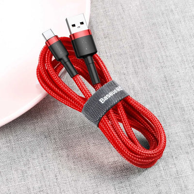 Baseus Cafule Cable Durable Nylon Cable USB / USB-C QC3.0 2A 2M Red (CATKLF-C09)