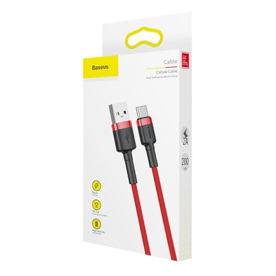 Baseus Cafule Cable Durable Nylon Cable USB / USB-C QC3.0 2A 2M Red (CATKLF-C09)