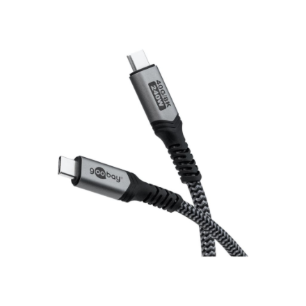 Goobay | USB-C Cable with Textile Sheath, USB4, 240 W, 40 Gbit/s, Power Delivery, 1 m