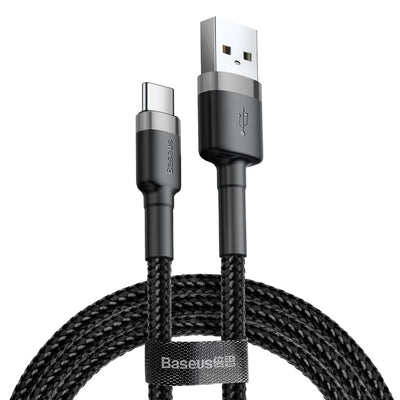 Baseus Cafule Cable Durable Nylon Cable USB / USB-C QC3.0 2A 2M Black-Grey (CATKLF-CG1)