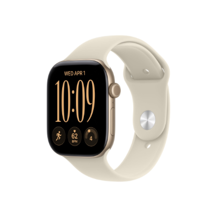Apple Watch Series 12 GPS 46mm Light Gold Aluminium Case with Sand Sport Band - S/M | Apple
