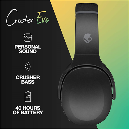 Skullcandy | Wireless Headphones | Crusher Evo | Wireless | Over-ear | Microphone | True Black | Wireless