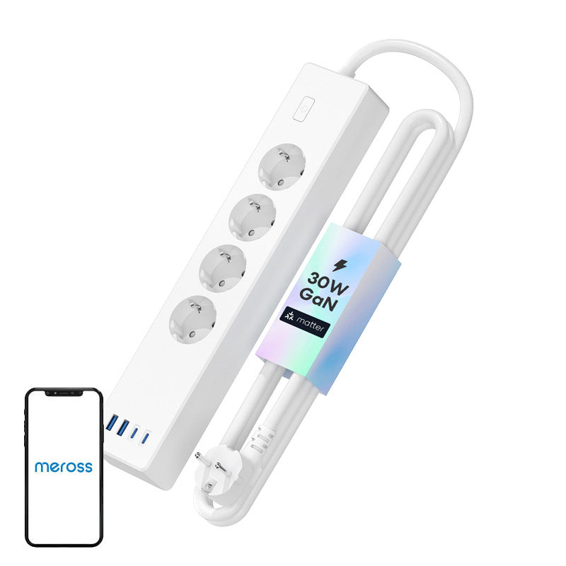Meross MSP844(EU) smart fast charging power strip, 4 outlets + 2x USB-A + 2x USB-C (Matter) - Product Image 1