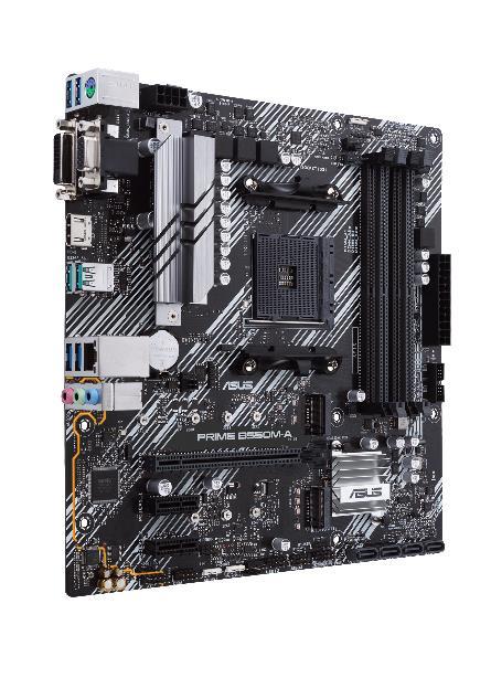 Mainboard ASUS AMD B550 SAM4 MicroATX Memory DDR4 Memory slots 4 2xPCI-Express 3.0 1x 1xPCI-Express 4.0 16x 2xM.2 1x15pin D-sub 1xDVI-D 1xHDMI 6xUSB 3.2 1xPS/2 1xRJ45 3xAudio port PRIMEB550M-A