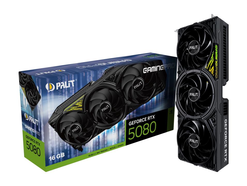 Graphics Card PALIT NVIDIA GeForce RTX 5080 16 GB GDDR7 256 bit PCIE 5.0 16x Triple slot Fansink 1xHDMI 3xDisplayPort NE75080019T2-GB2031Y