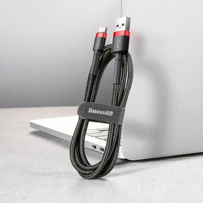 Baseus Cafule Cable Durable Nylon Cable USB / USB-C QC3.0 2A 3M Black-Red (CATKLF-U91)