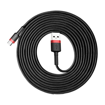 Baseus Cafule Cable Durable Nylon Cable USB / USB-C QC3.0 2A 3M Black-Red (CATKLF-U91)