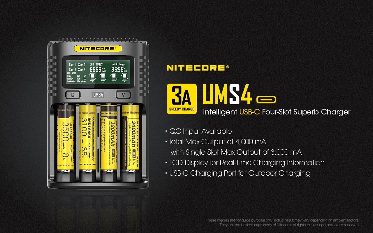 BATTERY CHARGER 4-SLOT/UMS4 NITECORE