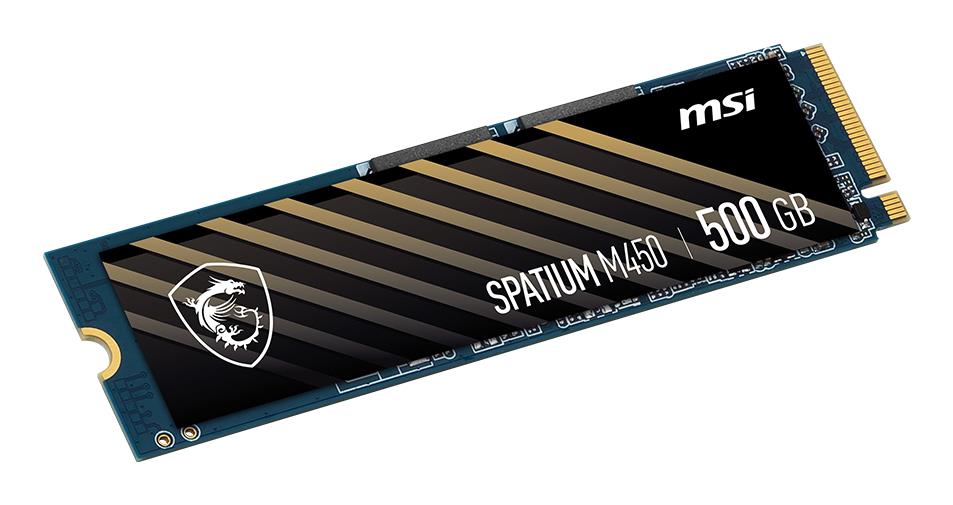 SSD MSI SPATIUM M450 500GB M.2 PCIe Gen4 NVMe 3D NAND Write speed 2300 MBytes/sec Read speed 3600 MBytes/sec 2.15mm TBW 300 TB MTBF 1500000 hours S78-440K380-P83