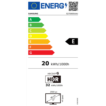 Samsung | LS27D600UAUXEN | 27 " | IPS | QHD | 16:9 | 100 Hz | 5 ms | 2560 x 1440 pixels | 350 cd/m² | HDMI ports quantit