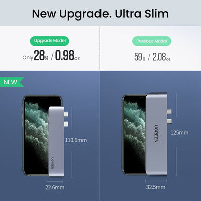 HUB Ugreen 60559 2x USB-C / USB-C PD (Thunderbolt 3, 100W, 4K 60 Hz, 10 Gbps) / HDMI 4K 30 Hz / 3x USB 3.0 for MacBook Pro /