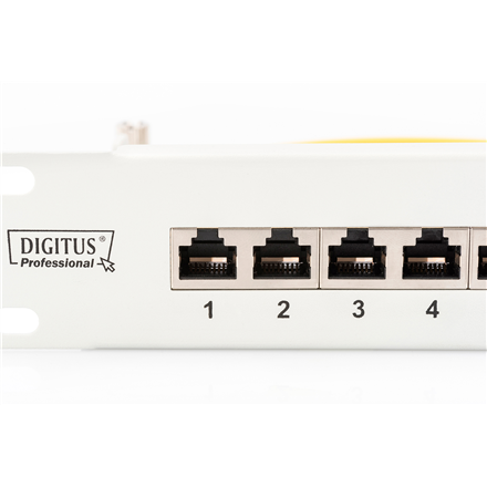 Digitus | Patch Panel | DN-91624S | 48.2 x 4.4 x 10.9 cm | Category: CAT 6; Ports: 24 x RJ45; Retention strength: 7.7 kg