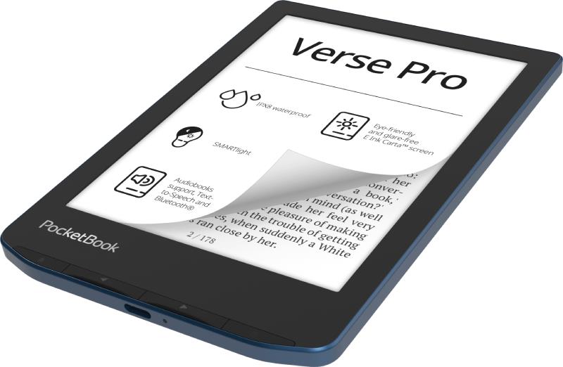E-Reader POCKETBOOK Verse Pro 6" 1072x1448 1xUSB-C Wireless LAN Bluetooth Azure PB634-A-WW