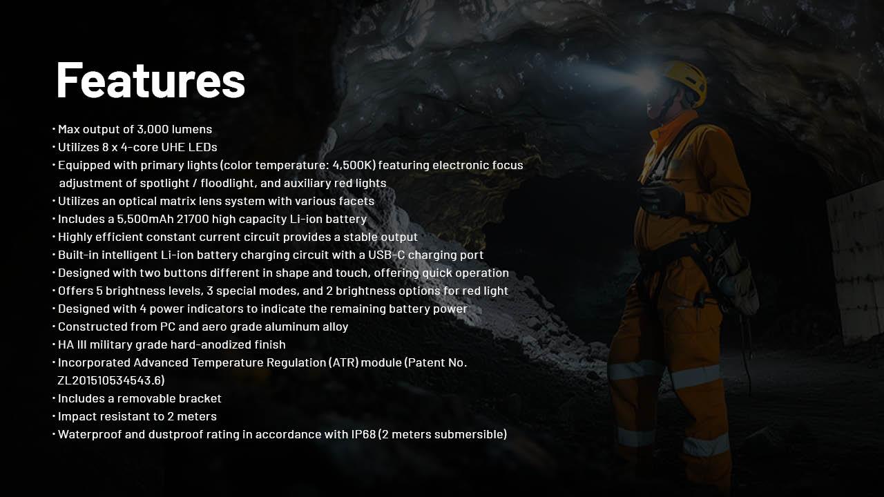 HEADLAMP H SERIES 3000 LUMENS/HC75 UHE NITECORE