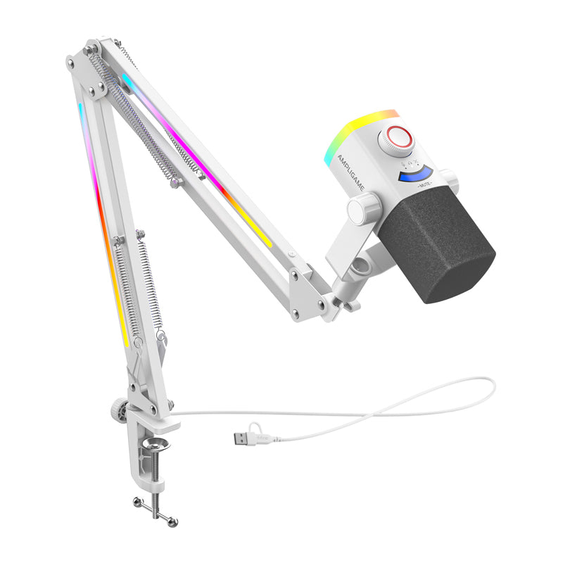 Fifine AM8proTW dynamic microphone with boom arm (white) - Image 3